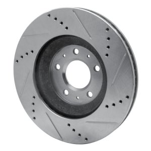 Cadillac CTS Brake Rotor (1) - Front Left - R1 Concepts - Drilled & Slotted - Silver - `04-`08